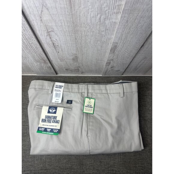 Dockers Mens Signature Iron Free Beige Khaki Pants Classic Fit 44x30 - Picture 3 of 8